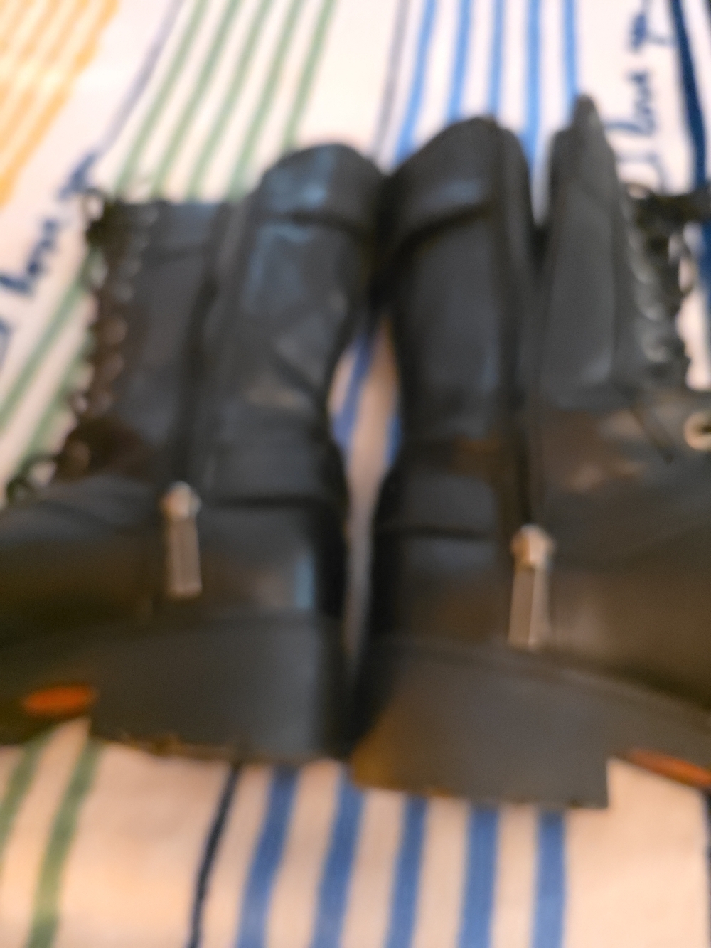 Harley-Davidson Black Leather Lace-Up Motorcycle Boot, Zipper Sides. No Box. - Picture 7 of 12